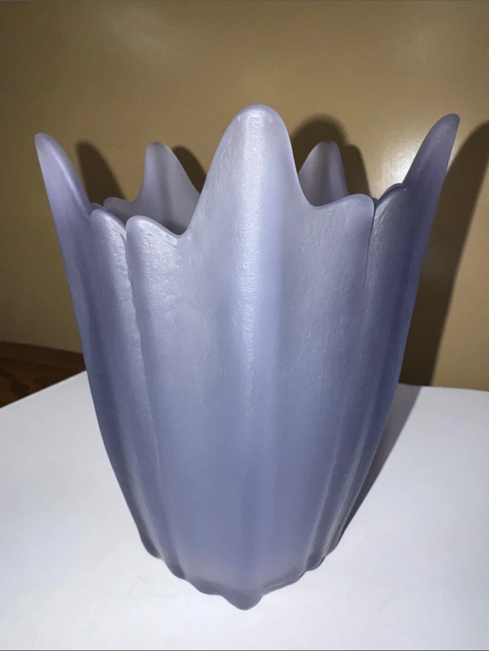 Viking Vase Five Finger Glass Frosted Satin Purple Lavender 7.5